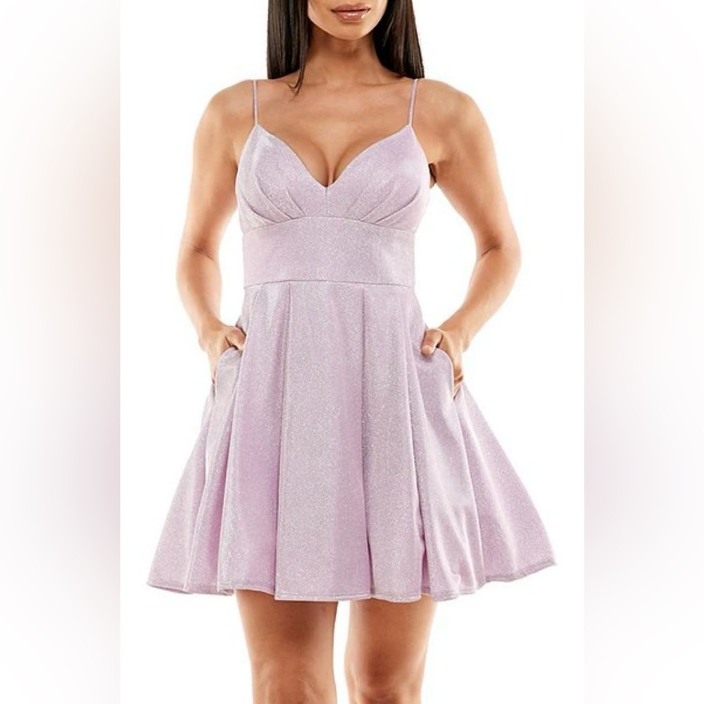 B Darlin maroon sparkle homecoming prom formal dress EUC size 1/2 skater dress - Picture 3 of 4